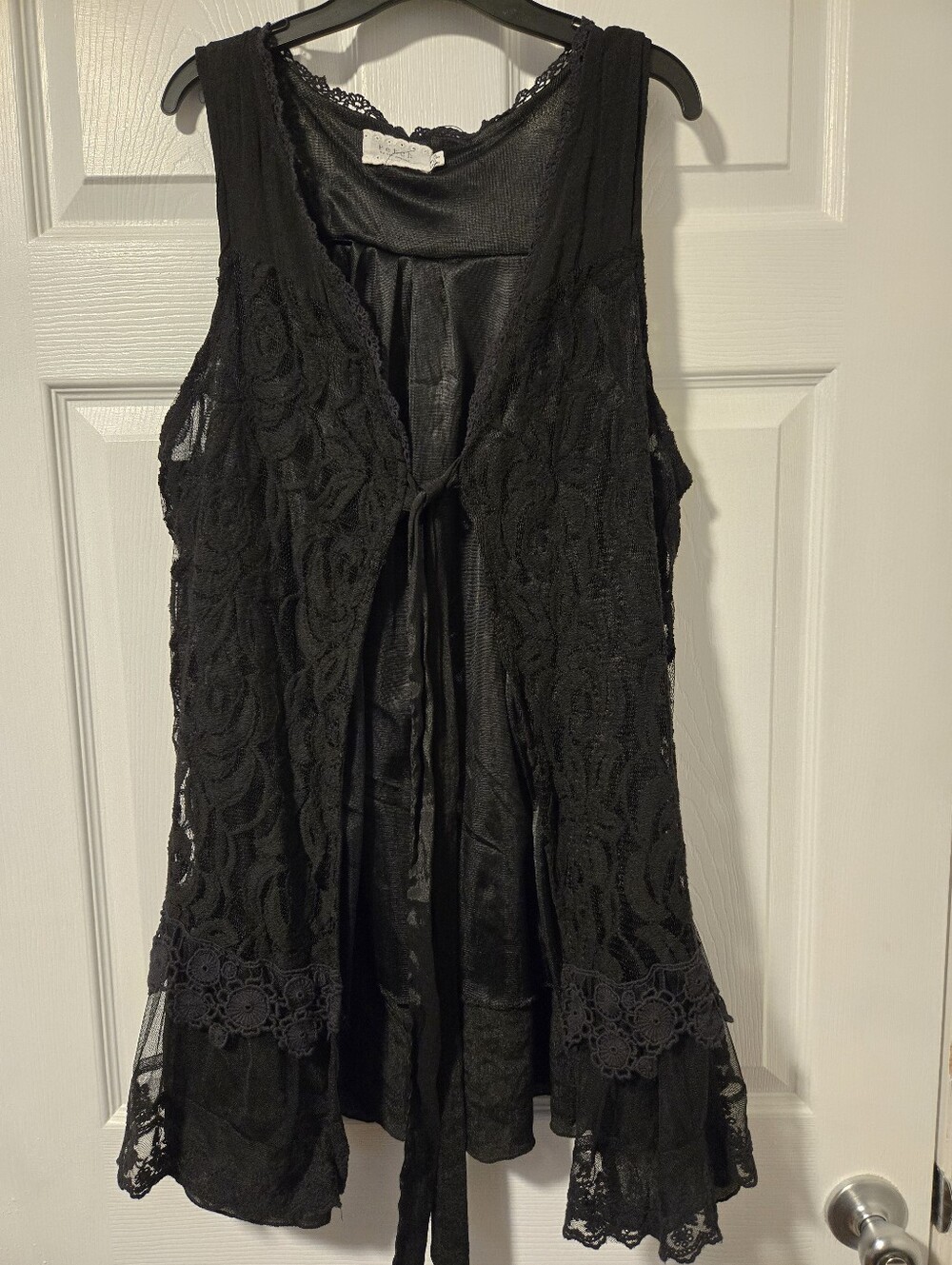 Blu Pepper Black Lace Tie-Front Camisole